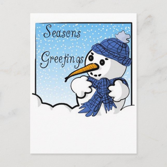 Postal Festiva Seasons Greetings Snowman Postcard (Anverso)