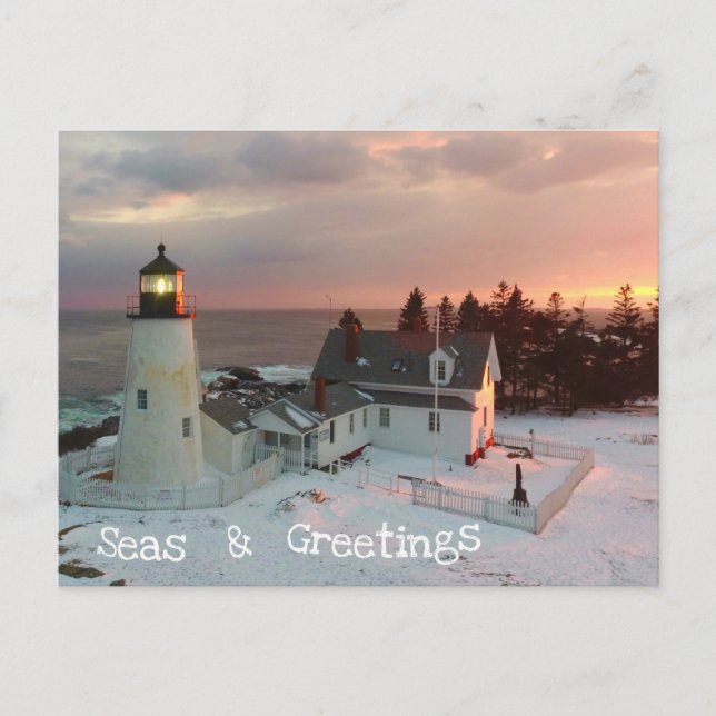 Postal Festiva Seasons Greetings Xmas Lighthouse (Anverso)