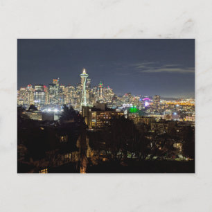 Postal Festiva Seattle de Noche