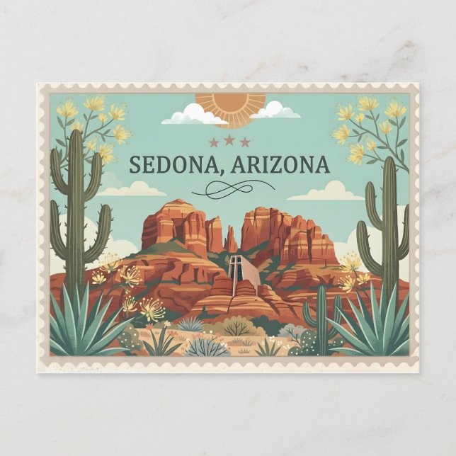 Postal Festiva Sedona Arizona Travel Vintage Red Rocks  (Anverso)
