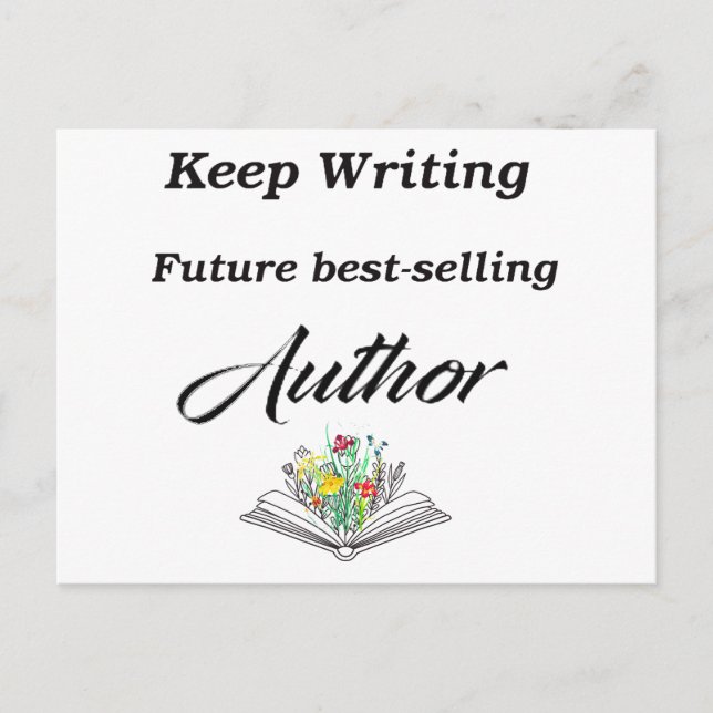 Postal Festiva Seguir escribiendo Motivación de Autor de Mejor Ve (Anverso)