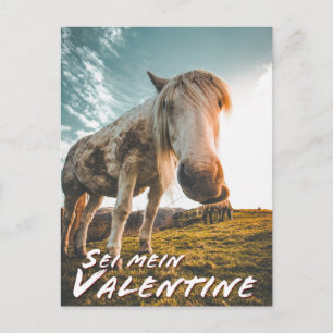 Postal Festiva Sei mein Valentin mit schauenden Pferd