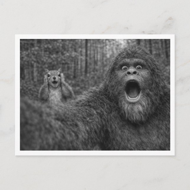 Postal Festiva Selfie de la ardilla Bigfoot (Anverso)