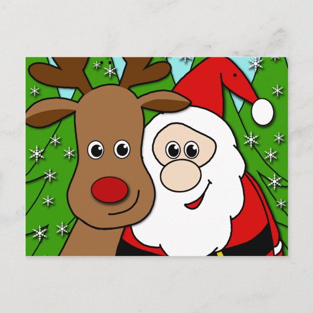 Postal Festiva Selfie de Santa y Rudolph (Anverso)