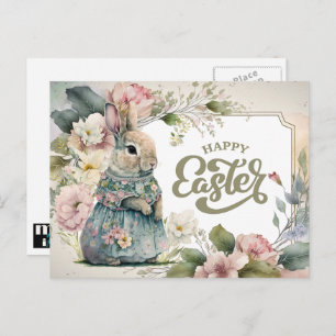 Postal Festiva Semana Santa. Conejito de moda