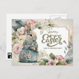 Postal Festiva Semana Santa. Conejito de moda
