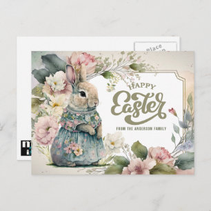 Postal Festiva Semana Santa. Conejito de moda