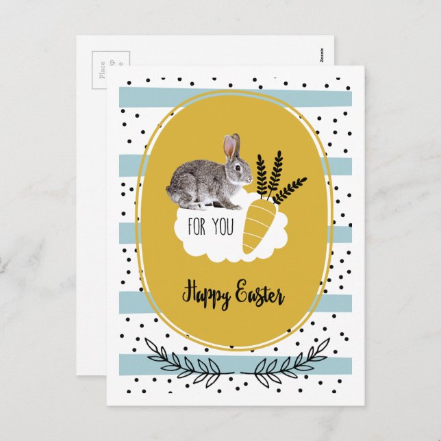 Postal Festiva Semana Santa. Conejo de Pascua (Anverso / Reverso)