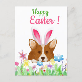 Postal Festiva Semana Santa | Corgi con conejito de Pascua