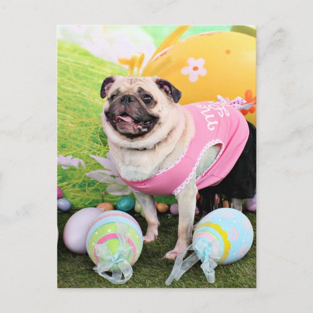 Postal Festiva Semana Santa - Pug -Hannah (Anverso)