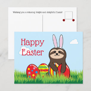 Postal Festiva Semana Santa Sloth con Arejas Confitadas y Huevos
