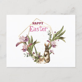 Postal Festiva Semana Santa | Wreath de Violet Magnolia Bunny de 