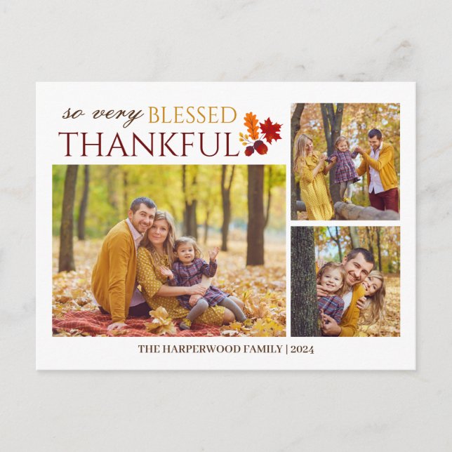 Postal Festiva Sencilla elegancia de la familia de acción de grac (Anverso)