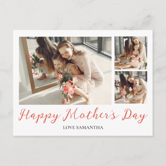 Postal Festiva Sencilla elegancia Feliz Día de las Madres tres fo (Anverso)