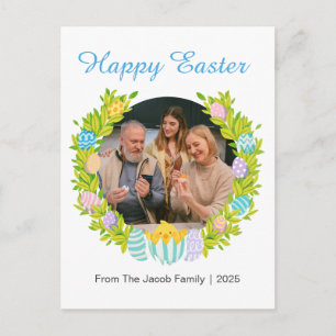 Postal Festiva Sencilla Elegante Feliz Pascua familia una foto