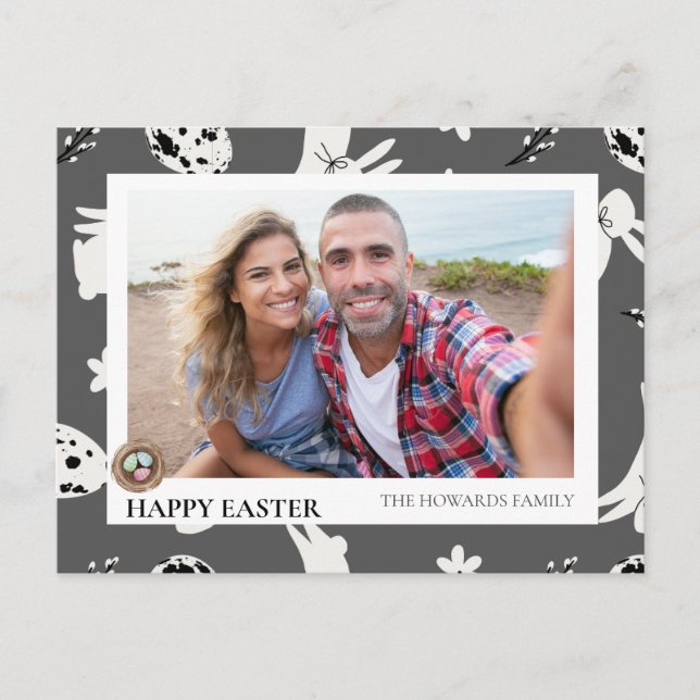 Postal Festiva Sencilla y elegante foto de la familia de huevos d (Anverso)