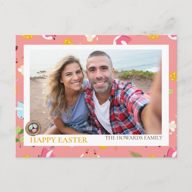 Postal Festiva Sencilla y elegante foto de la familia de huevos d (Anverso)