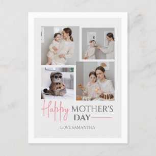 Postal Festiva Sencilla y elegante foto rosa Cuatro fotos Feliz D