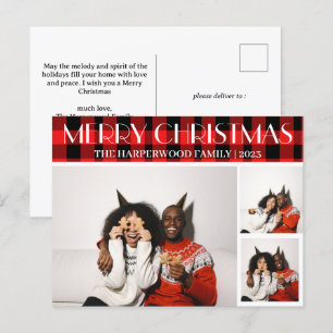 Postal Festiva Sencilla y moderna Navidades de plástico rojo Fami