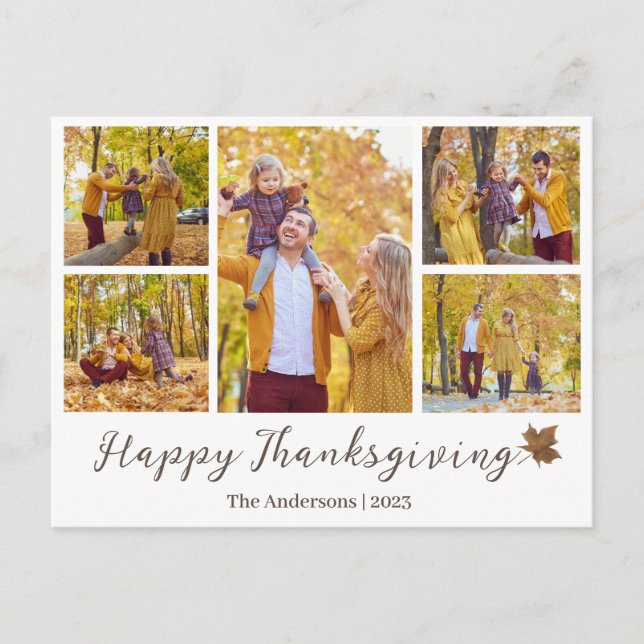 Postal Festiva Sencillo collage de fotos de la familia moderna de (Anverso)