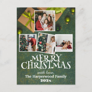 Postal Festiva Sencillo Collage de fotos elegante de Navidades de