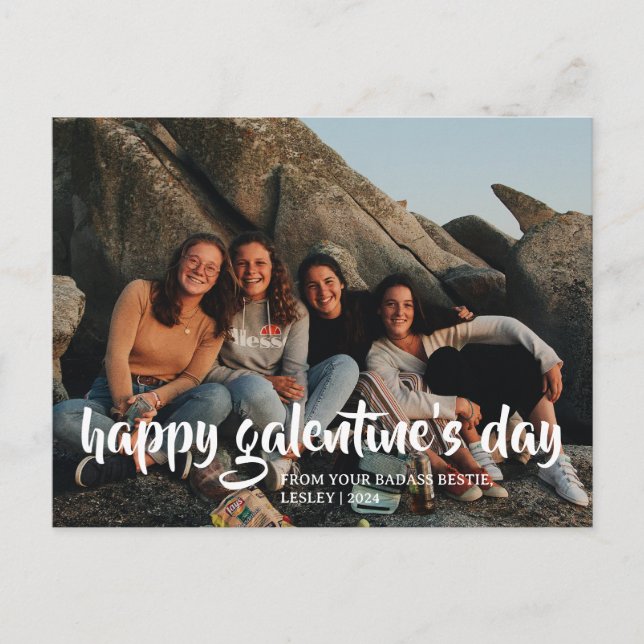 Postal Festiva Sencillo Corazón Cutáneo Feliz Galentines día best (Anverso)