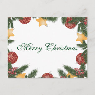 Postal Festiva Sencillo Elegante Hoja Verde Decoración Feliz Navi