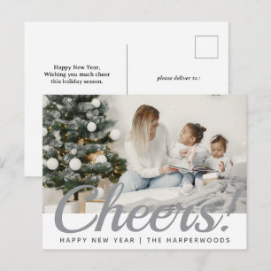Postal Festiva Sencillo Elegante Moderno Feliz Año Nuevo Una Foto