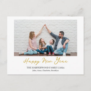 Postal Festiva Sencillo Elegante Moderno Feliz Año Nuevo Una Foto