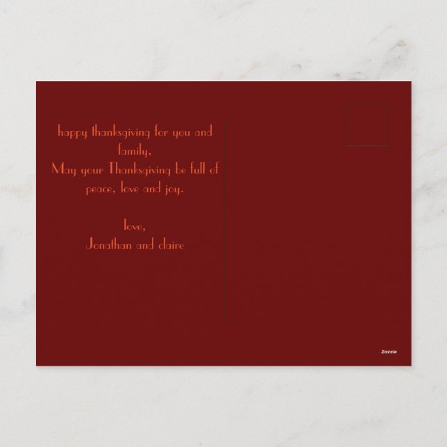 Postal Festiva Sencillo otoño moderno deja feliz día de gracias (Reverso)