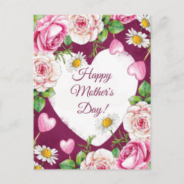 Postal Festiva Sencillo y elegante Día de la Madre rosa naturalez