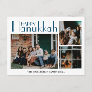 Postal Festiva Sencillo y elegante Familia Hanukkah 3 foto