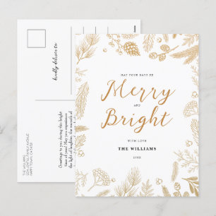 Postal Festiva Sencillos Navidades elegantes y dorados