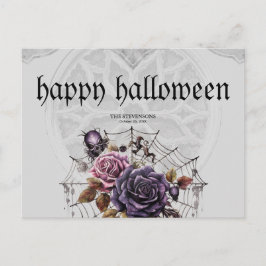 Postal Festiva Sencillos rosas góticos y fiesta de Halloween con
