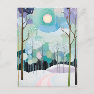 Postal Festiva Sendero bajo la luna pastel