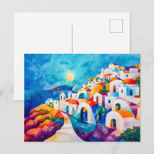 Postal Festiva Sendero de Santorini hacia el Mar