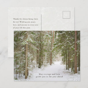 Postal Festiva Sendero Mínimo de Bosque Invernal, Año Nuevo