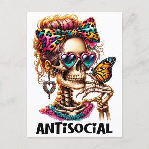 Postal Festiva Señora del Skeleton Antisocial