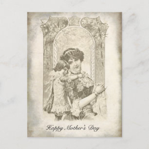 Postal Festiva Sepia, el día de la madre de estilo vintage