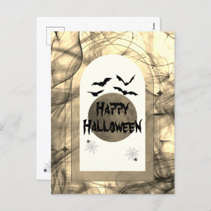 Postal Festiva Sepia negra moderna y singular fantasmal Halloween