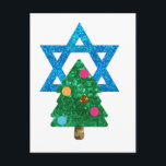 Postal Festiva sequin christmukkah hanukkah<br><div class="desc">christmukkah, "estrella de david", "árbol de navidad",  navidades,  navidades,  "navidades feos",  interconfesionales,  "inter faith",  cristianos,  chrismukkah,  hanukkah,  purpurinas chanukkah,  secuelas,  judíos,  vacaciones,  judío,  neón blanco azul rosado</div>
