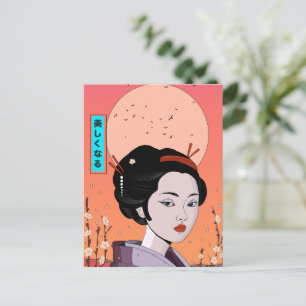 Postal Festiva Ser Bella Chica Geisha