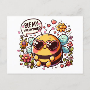 Postal Festiva ¿Ser Mi San Valentín? - Encantador Abeja de San Va
