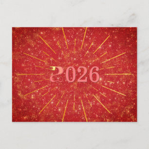 Postal Festiva Serpiente Roja y Dorada Año Nuevo Chino 2026
