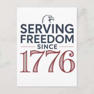 Postal Festiva Servicio Libertad Desde 1776 4 de Julio 250 Aniver