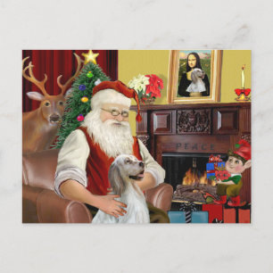 Postal Festiva Setter inglés de Santa
