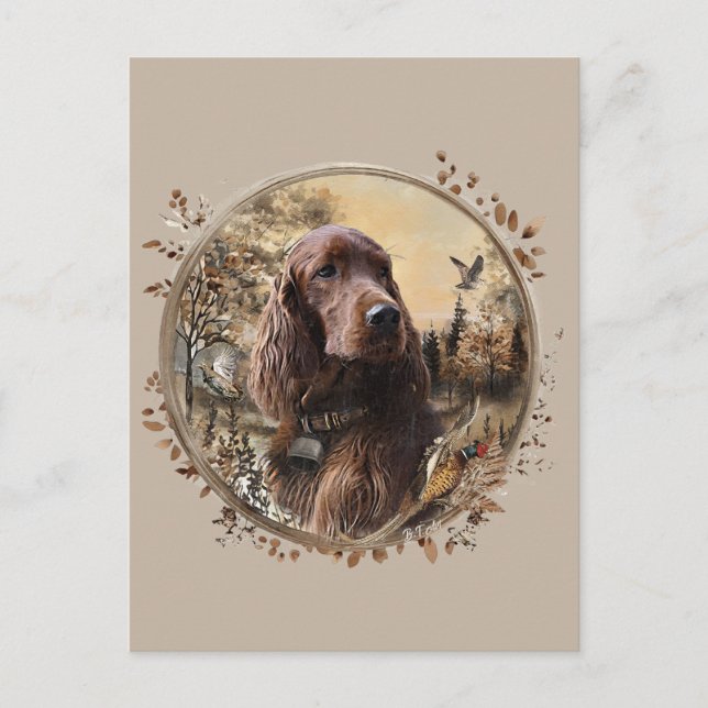 Postal Festiva Setter Irlandés (Anverso)