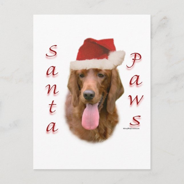 Postal Festiva Setter Santa Paws de Irlanda (Anverso)