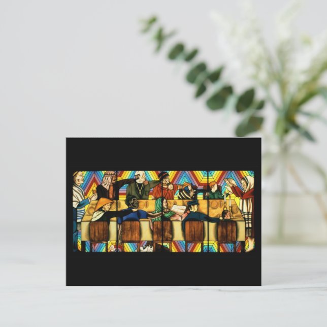 Postal Festiva Shabbat arcoiris Judy Chicago Print (Anverso de pie)