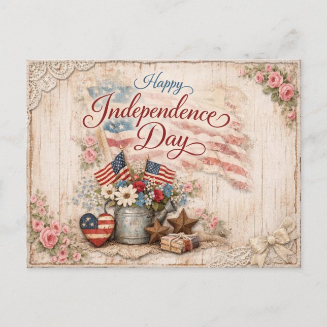 Postal Festiva Shabby Chic Americana Independence Day (Anverso)